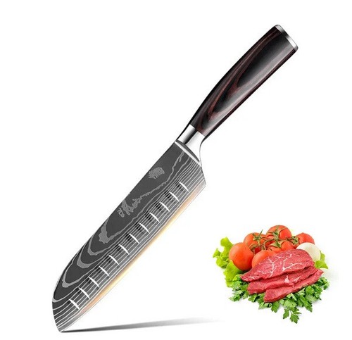 Carbon steel santoku kitchen - steel,