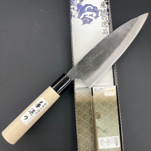 Black steel santoku knife - black,